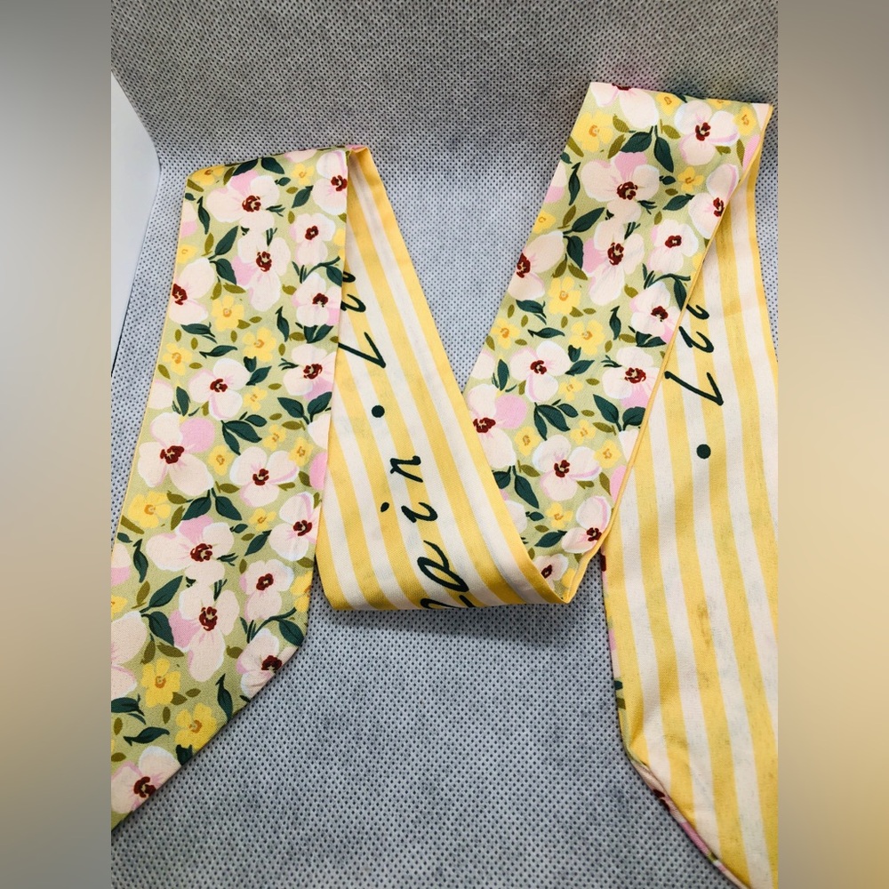 Yellow Floral Scarf with Butterfly Detail